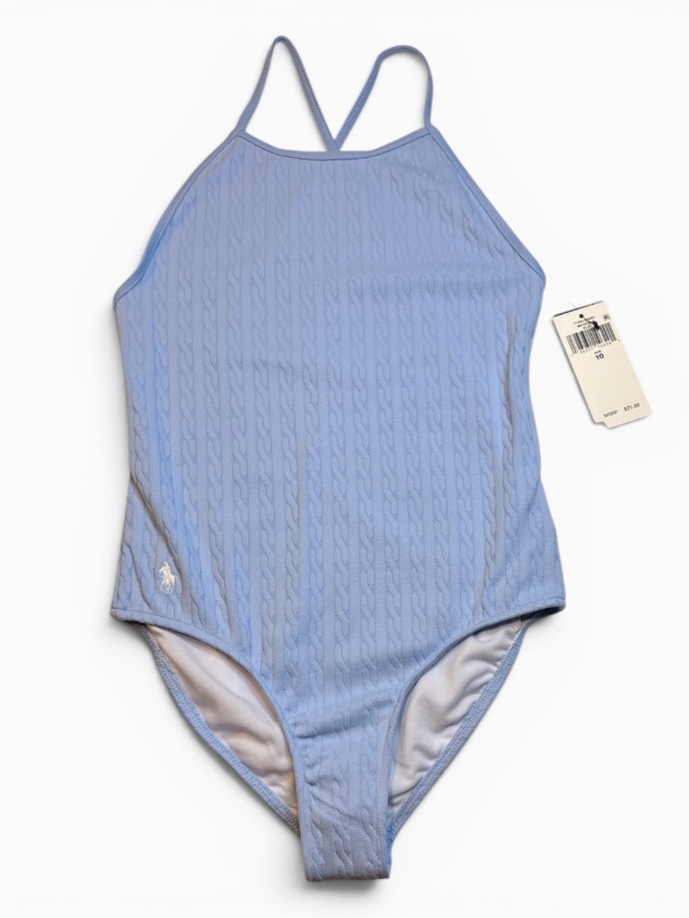 Polo Ralph Lauren Girls Blue One Piece Swimsuit Size 10 NWT